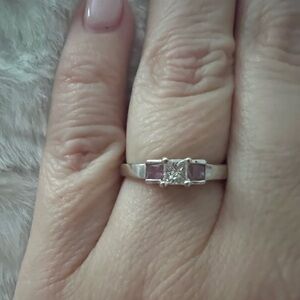 14K WG Diamond and Natural Pink Sapphire Ring